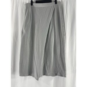 Vince Women's Tencel Gray Overlap Midi Pull Up Skirt Large